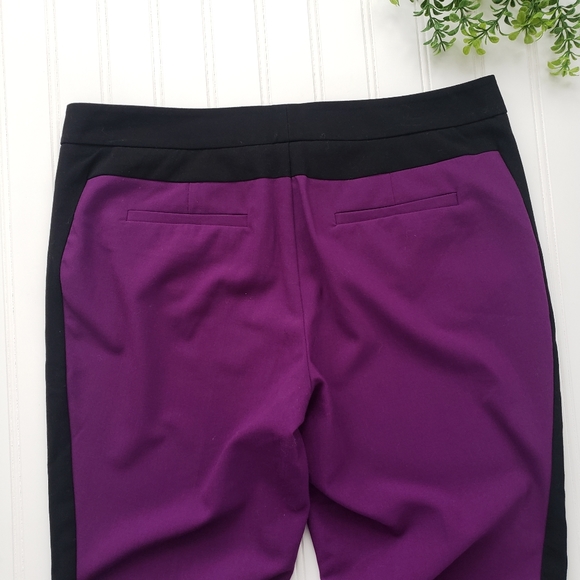 Vince Camuto Tuxedo Pants Purple Black Color Block Pants size 4 Career Wear - Picture 7 of 8